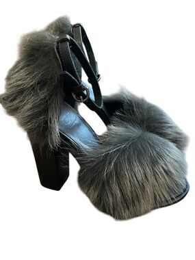 TIBI Palma Fur Heel Sandals